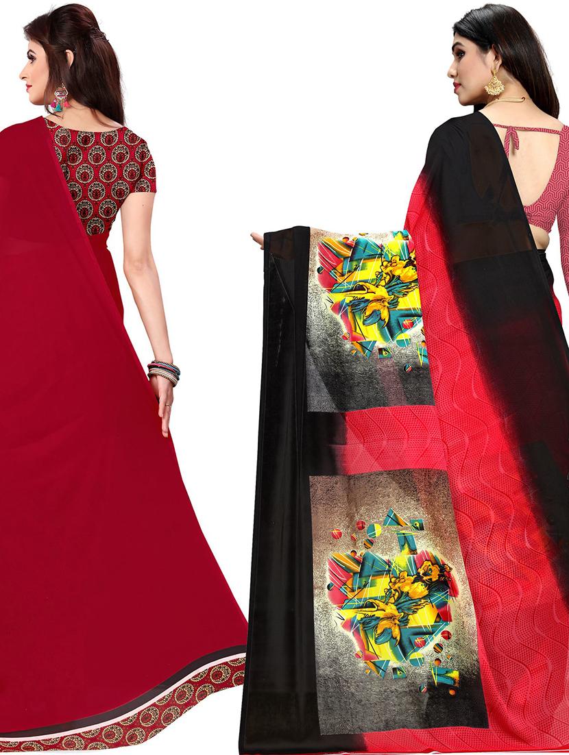 women pack of 2 casual wear combo sarees with blouse - 21477280 -  Standard Image - 1