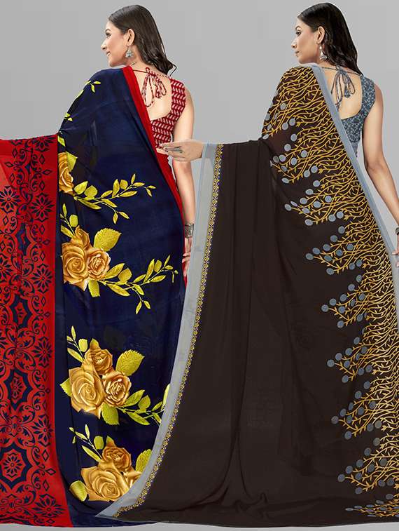 women pack of 2 casual wear combo sarees with blouse - 21477287 -  Standard Image - 1
