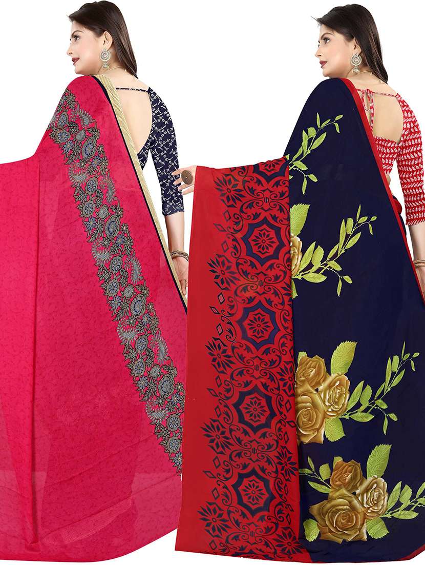 women pack of 2 casual wear combo sarees with blouse - 21477288 -  Standard Image - 1