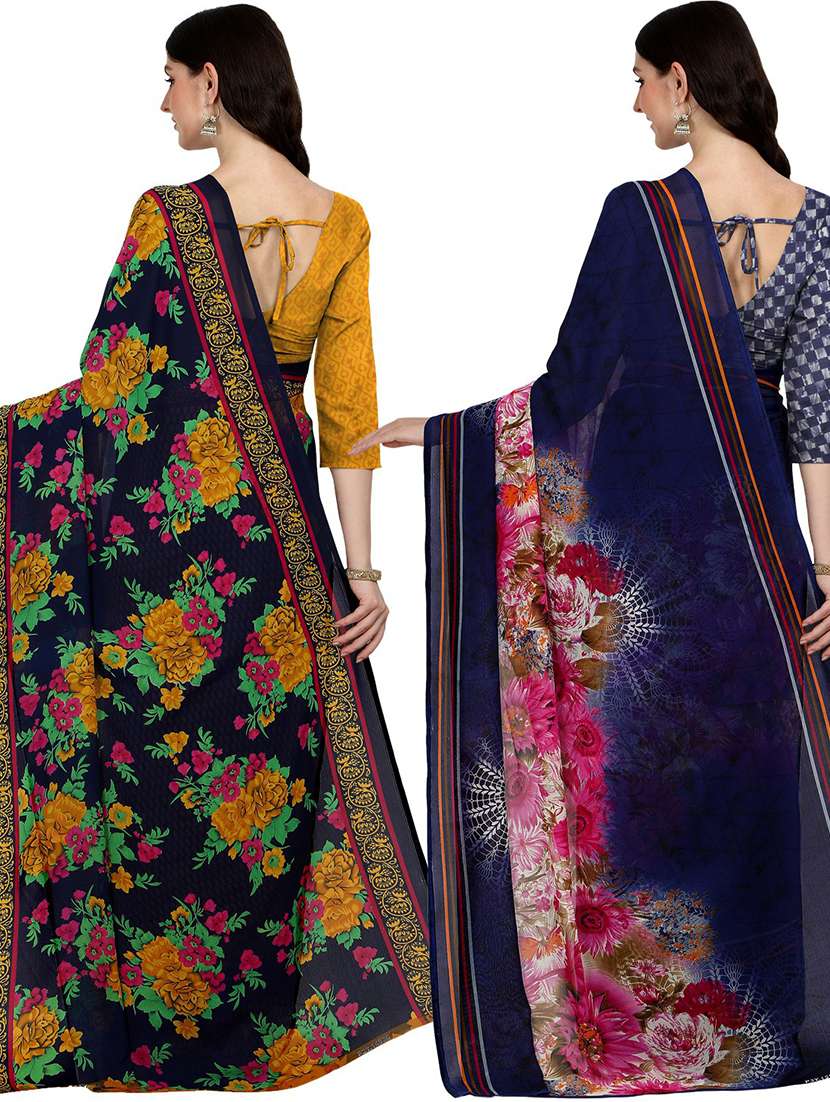 women pack of 2 casual wear combo sarees with blouse - 21477293 -  Standard Image - 1