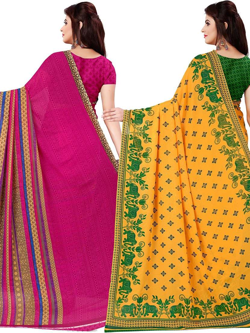 women pack of 2 casual wear combo sarees with blouse - 21477294 -  Standard Image - 1