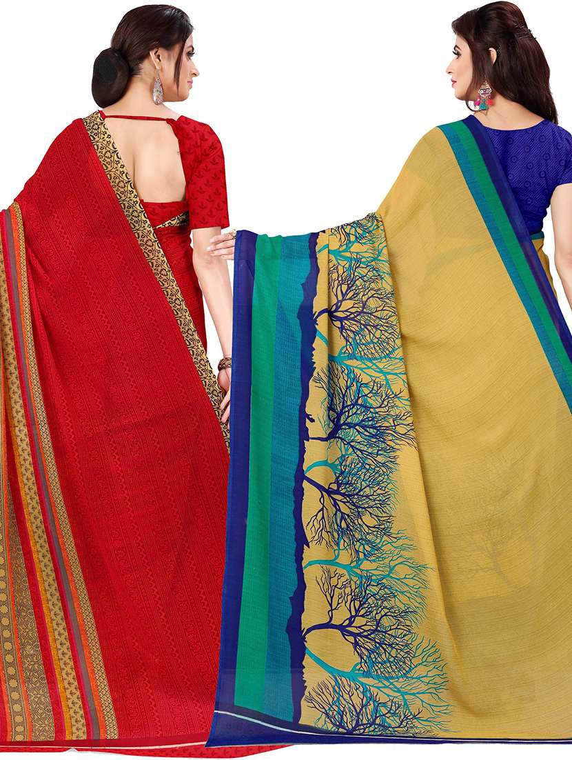 women pack of 2 casual wear combo sarees with blouse - 21477297 -  Standard Image - 1