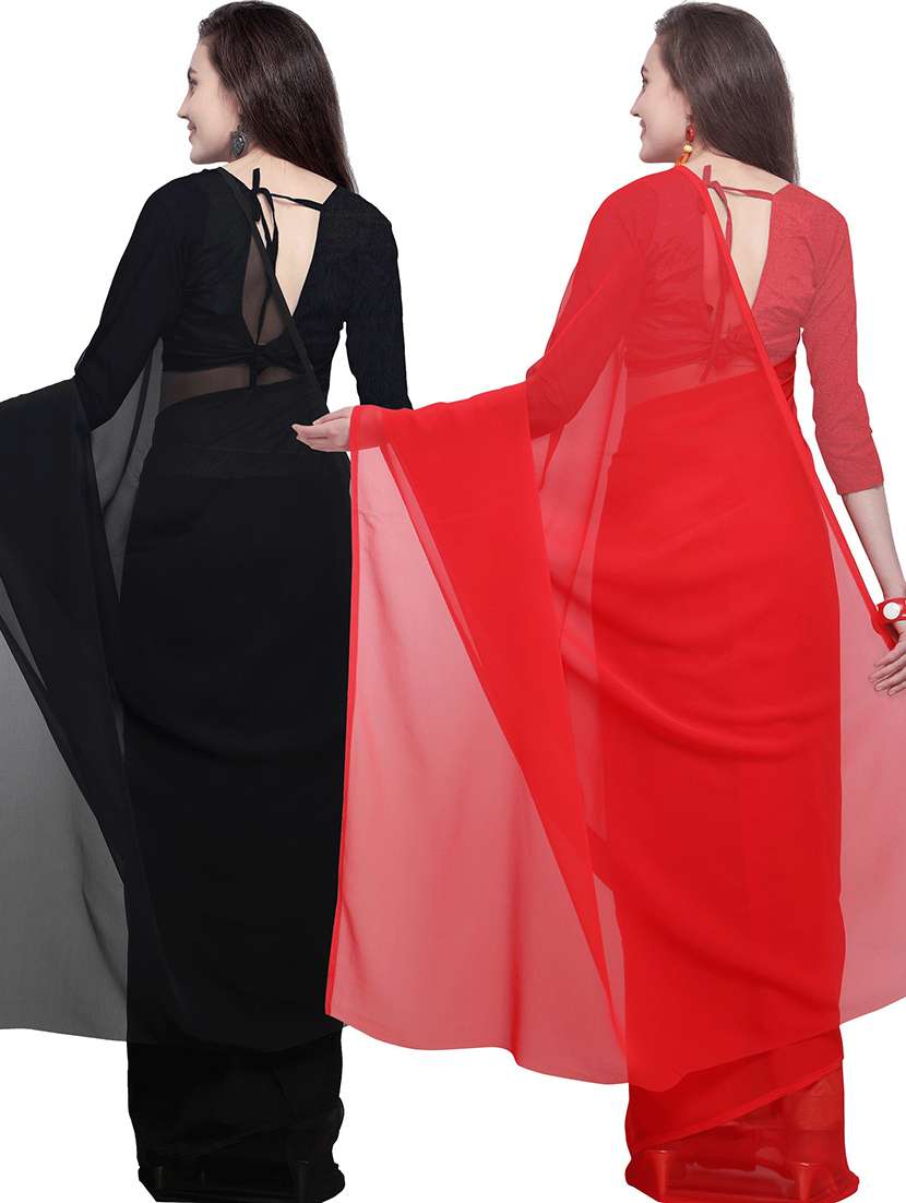 women pack of 2 casual wear combo sarees with blouse - 21477300 -  Standard Image - 1