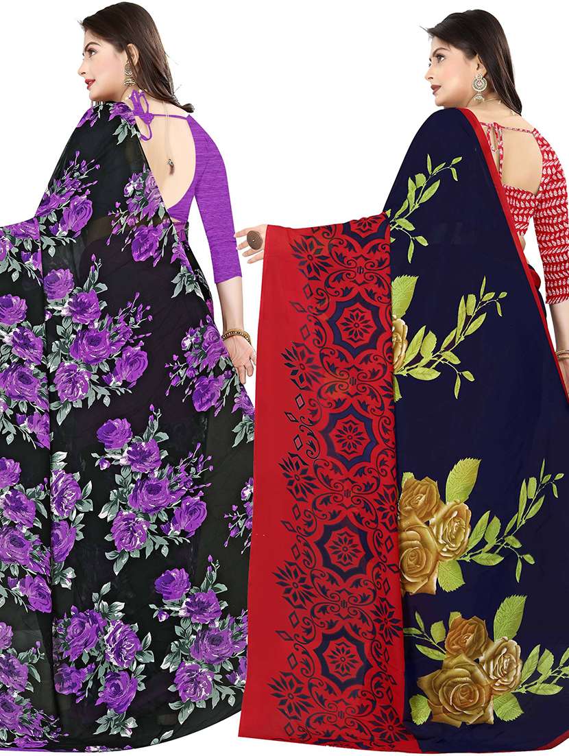 women pack of 2 casual wear combo sarees with blouse - 21477317 - Standard Image - 1