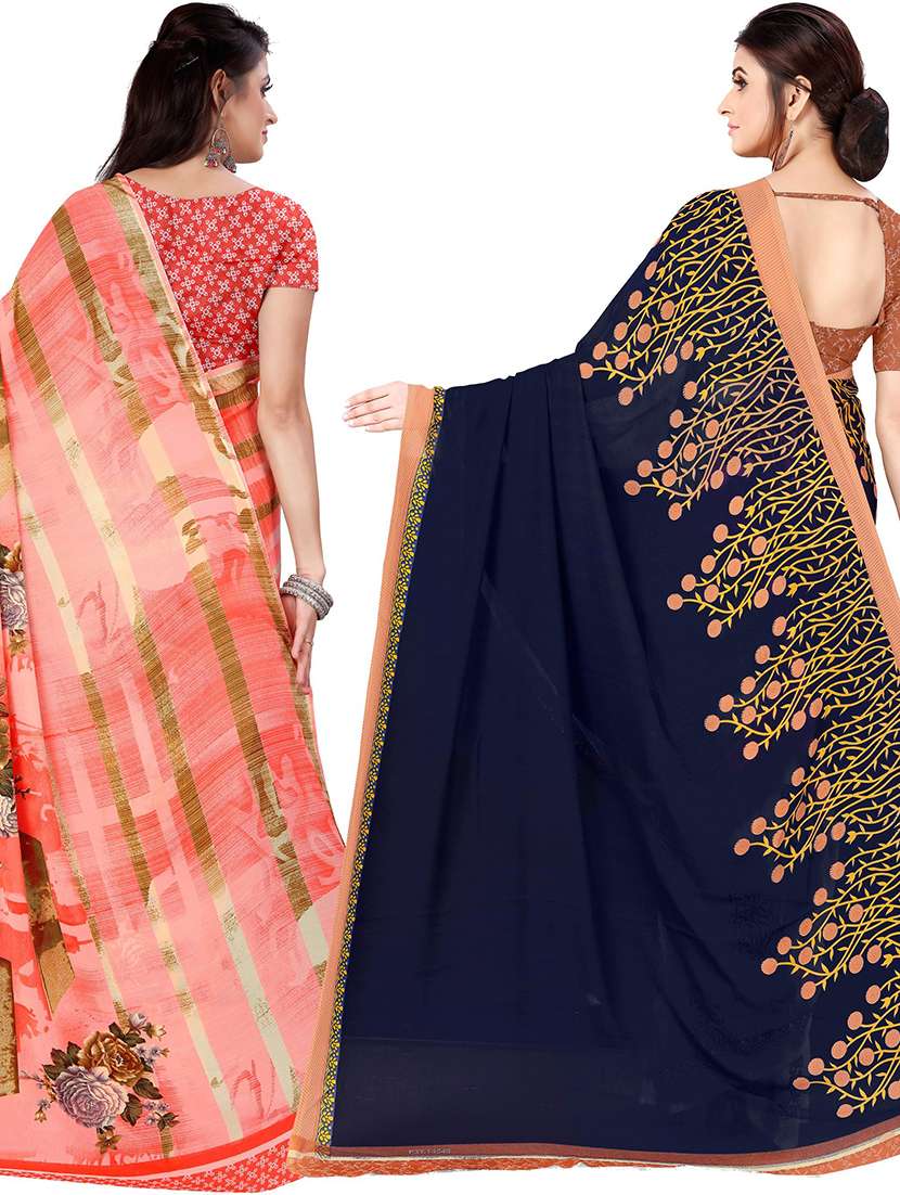 women pack of 2 casual wear combo sarees with blouse - 21477322 -  Standard Image - 1