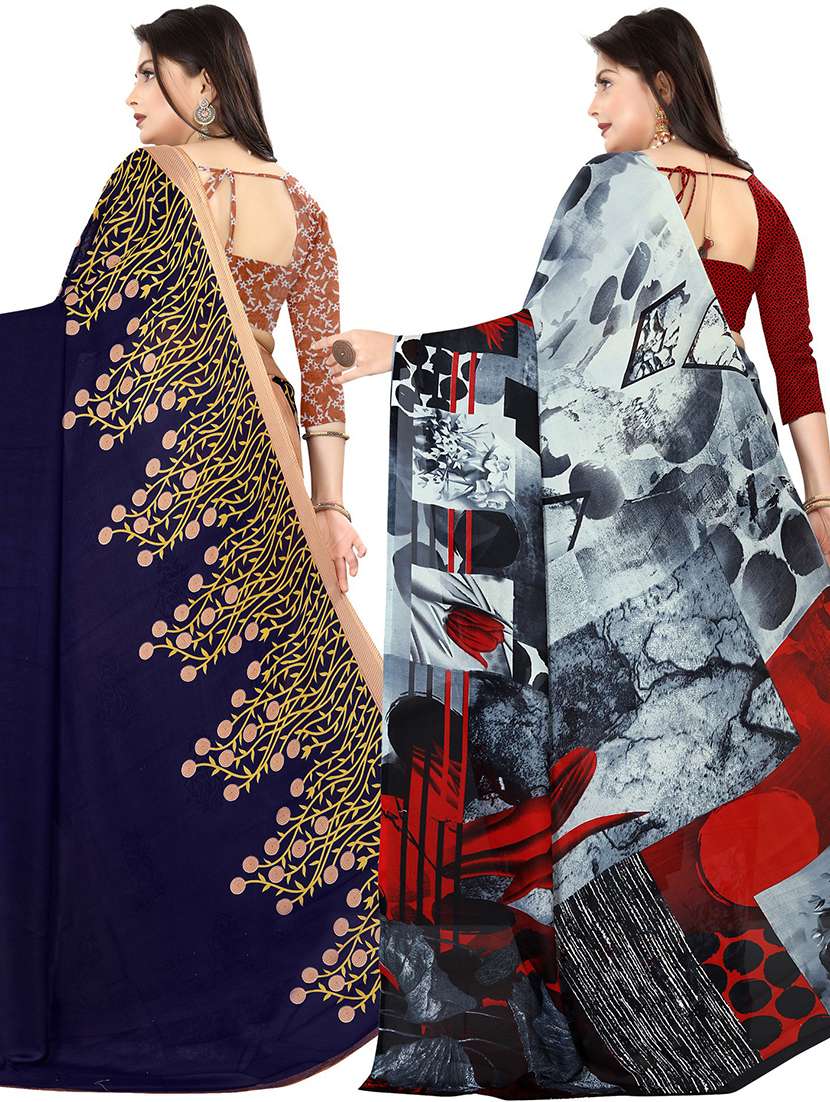 women pack of 2 casual wear combo sarees with blouse - 21477339 -  Standard Image - 1