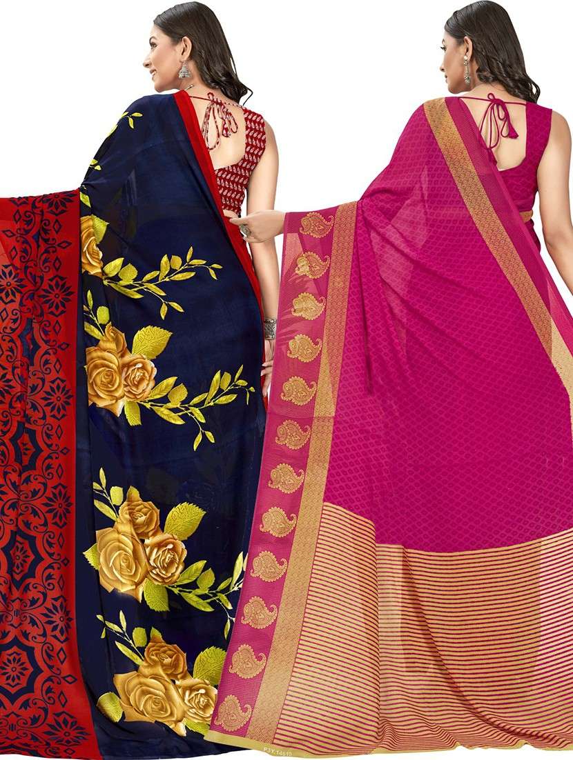 women pack of 2 casual wear combo sarees with blouse - 21477347 - Standard Image - 1