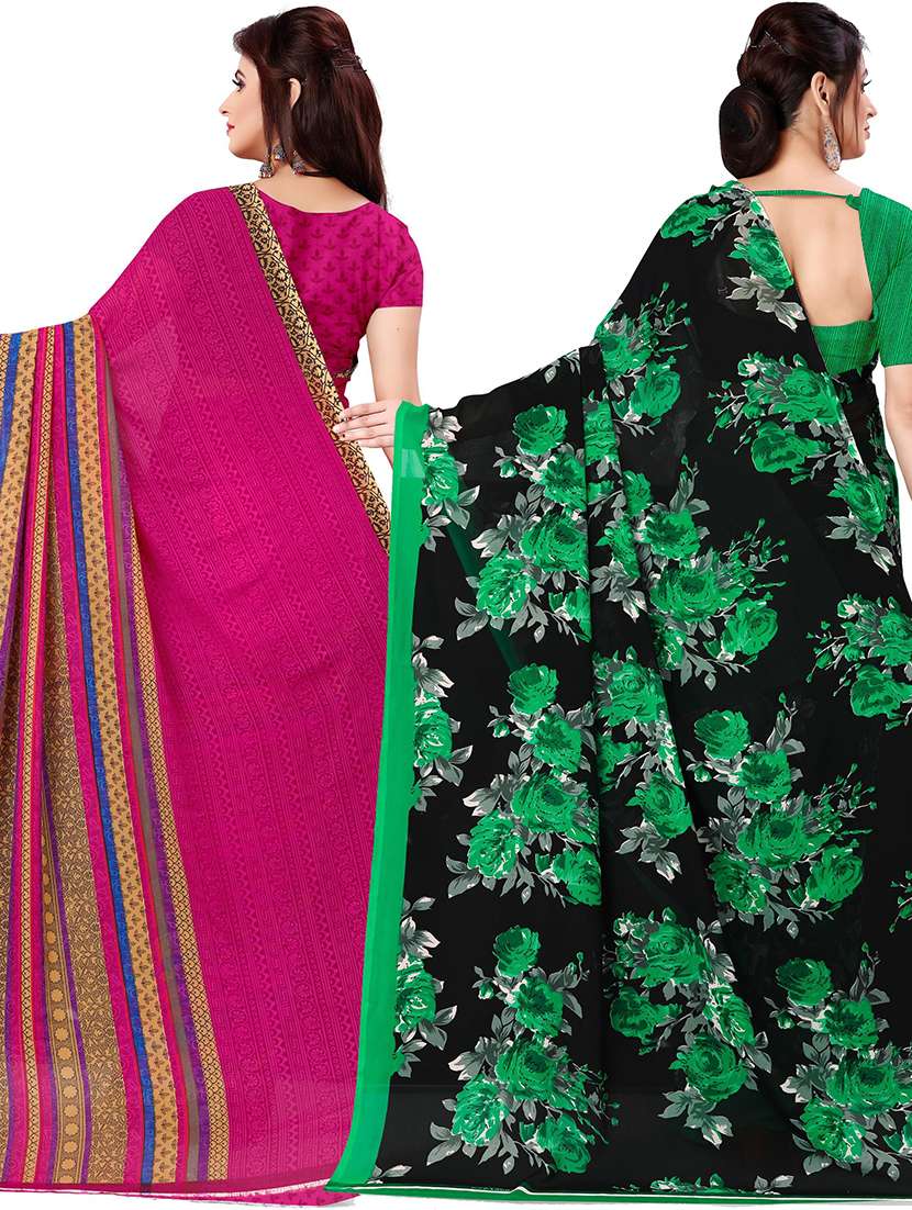 women pack of 2 casual wear combo sarees with blouse - 21477355 -  Standard Image - 1