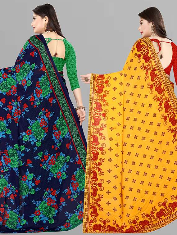 women pack of 2 casual wear combo sarees with blouse - 21477364 -  Standard Image - 1