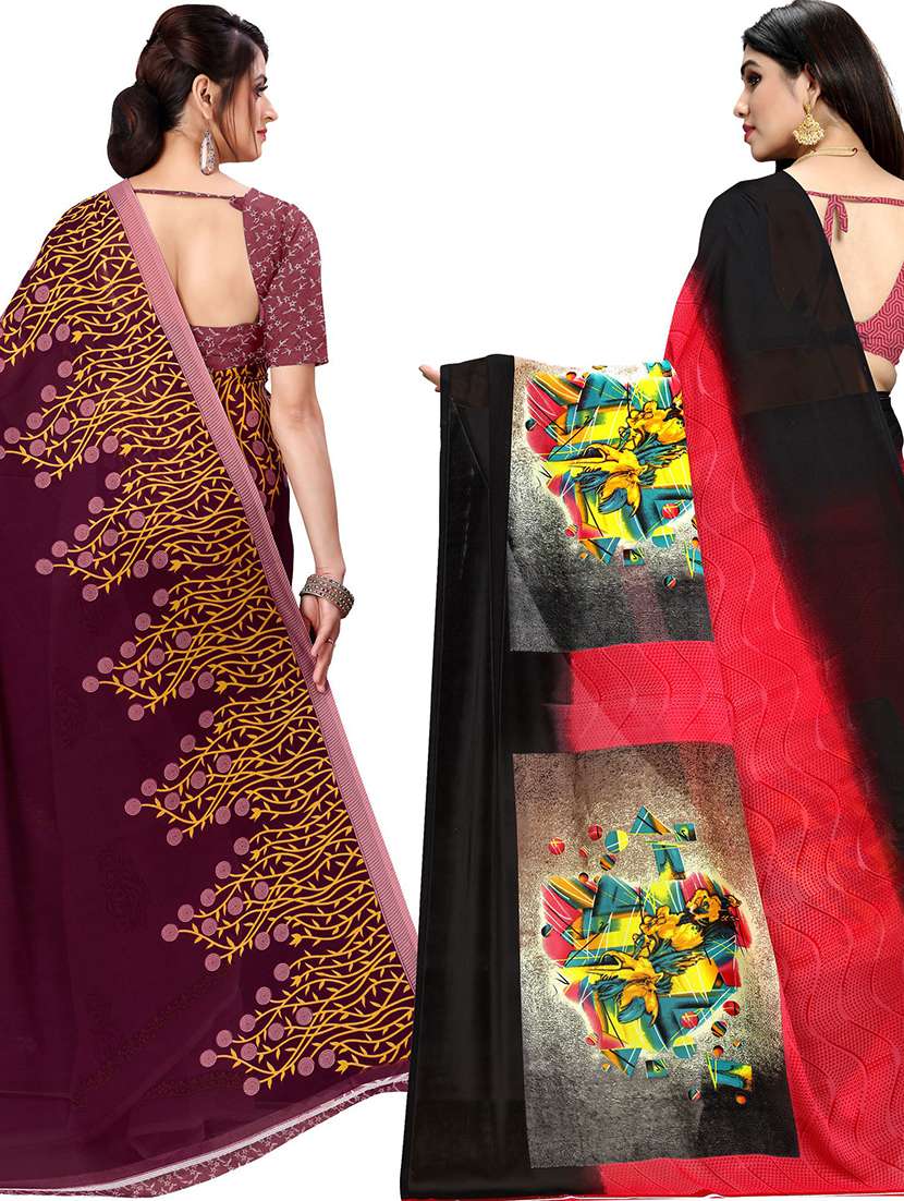 women pack of 2 casual wear combo sarees with blouse - 21477374 -  Standard Image - 1