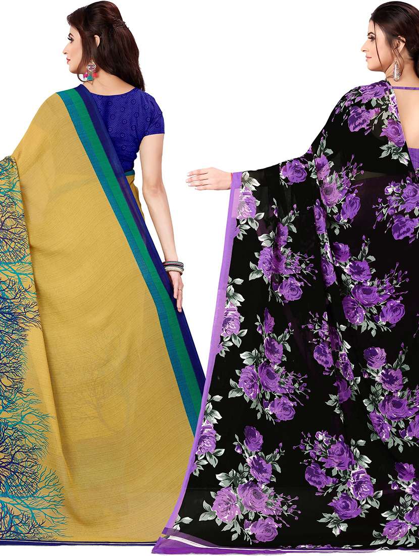 women pack of 2 casual wear combo sarees with blouse - 21477381 -  Standard Image - 1