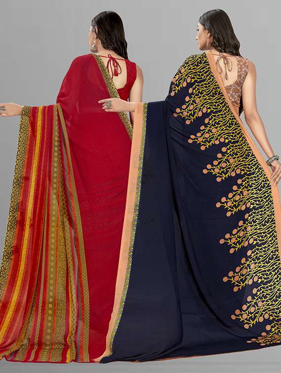 women pack of 2 casual wear combo sarees with blouse - 21477384 -  Standard Image - 1