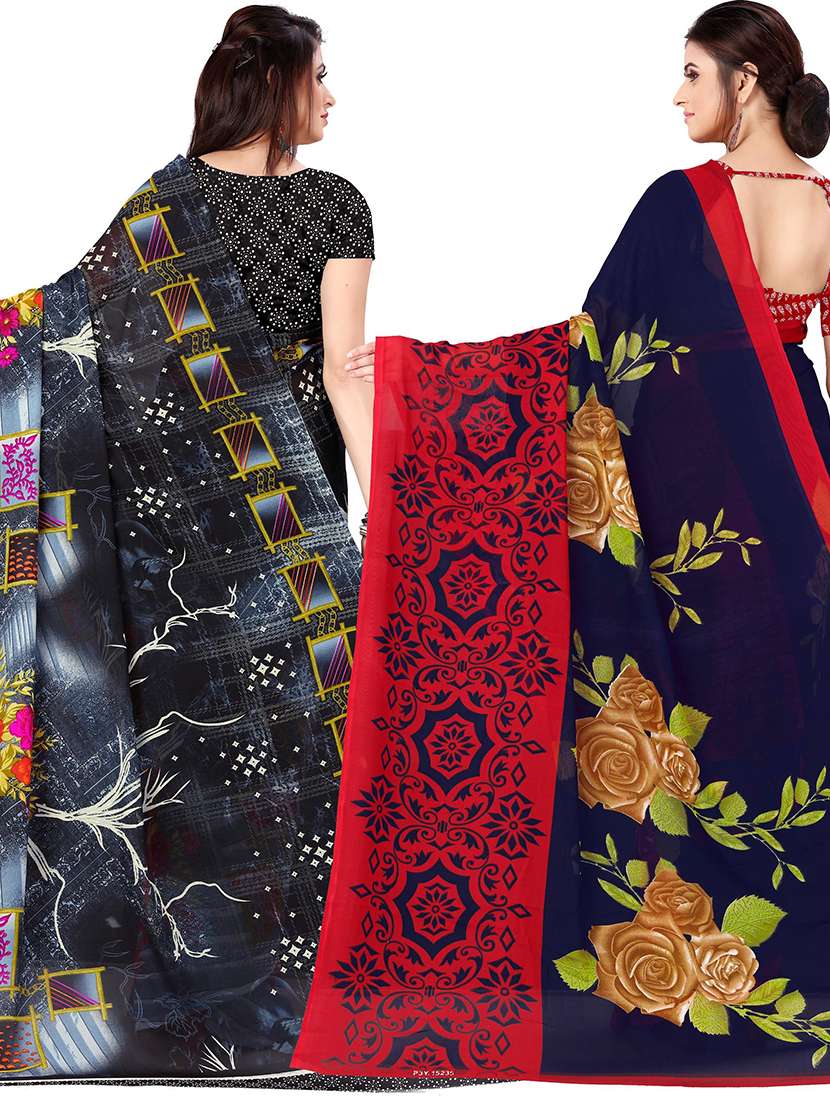 women pack of 2 casual wear combo sarees with blouse - 21477432 -  Standard Image - 1