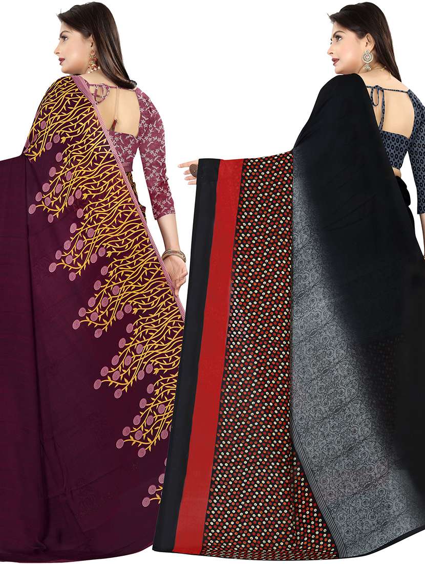 women pack of 2 casual wear combo sarees with blouse - 21477433 -  Standard Image - 1