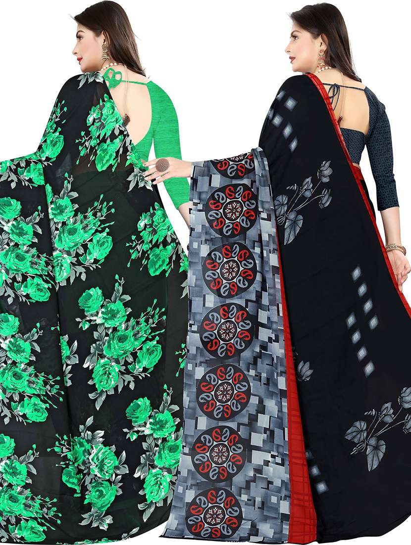 women pack of 2 casual wear combo sarees with blouse - 21477444 -  Standard Image - 1