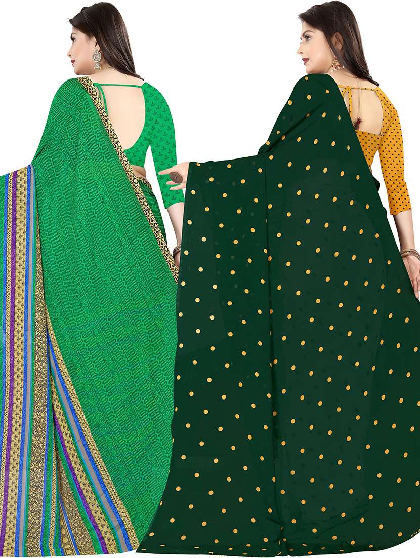 women pack of 2 casual wear combo sarees with blouse - 21477448 -  Standard Image - 1