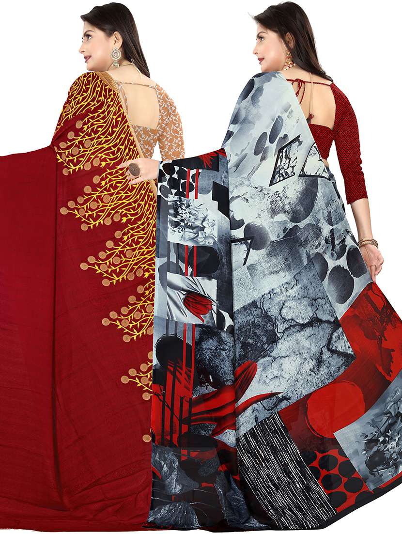women pack of 2 casual wear combo sarees with blouse - 21477456 -  Standard Image - 1