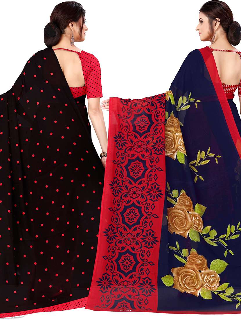 women pack of 2 casual wear combo sarees with blouse - 21477465 -  Standard Image - 1