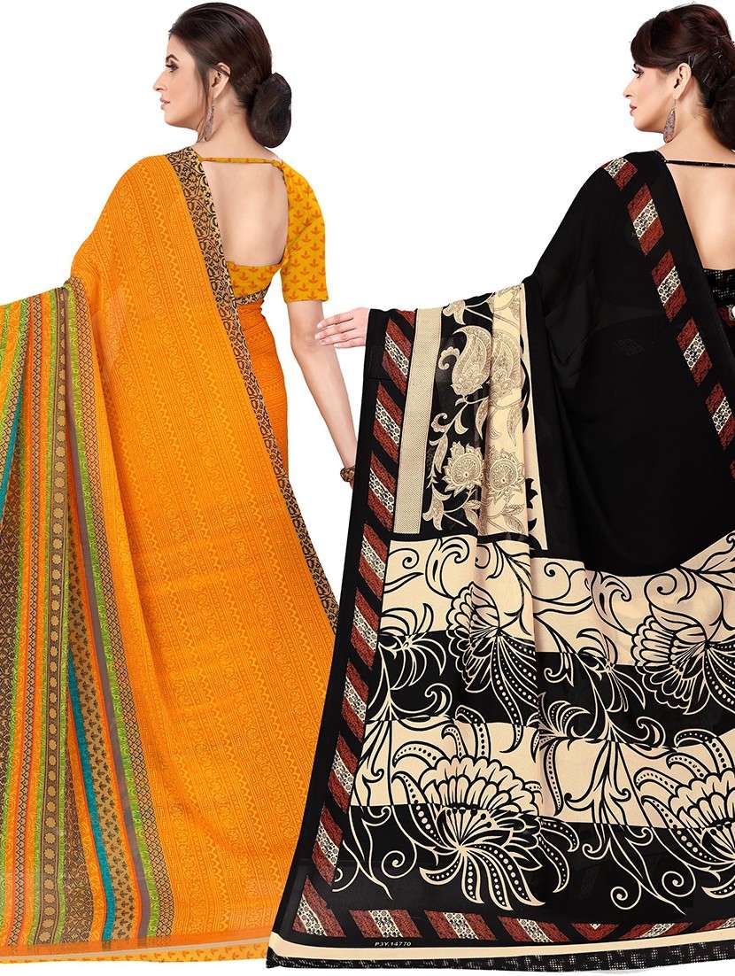 women pack of 2 casual wear combo sarees with blouse - 21477470 -  Standard Image - 1