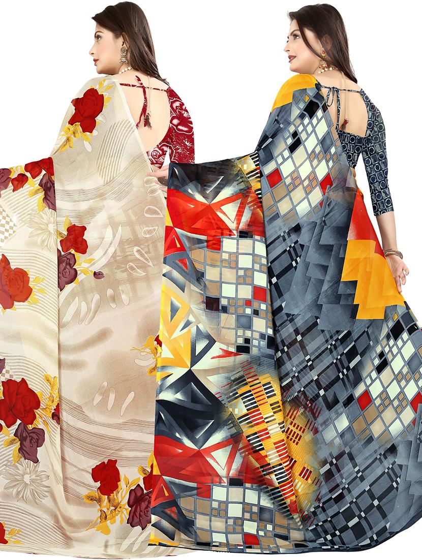 women pack of 2 casual wear combo sarees with blouse - 21477471 - Standard Image - 1