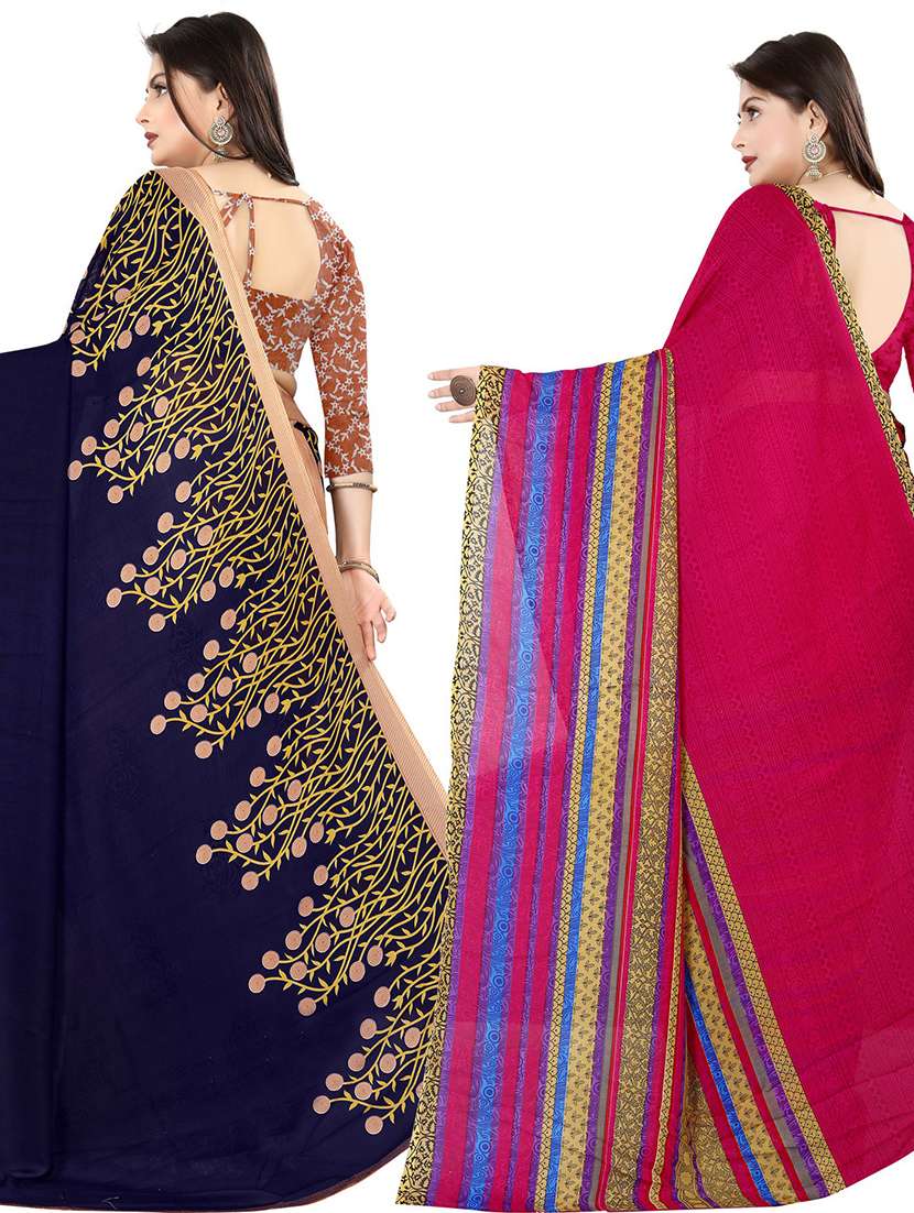 women pack of 2 casual wear combo sarees with blouse - 21477481 -  Standard Image - 1