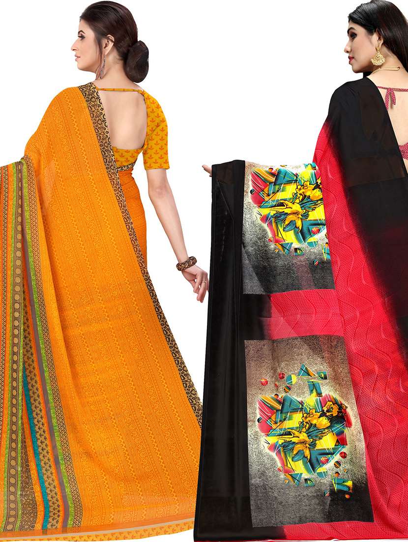 women pack of 2 casual wear combo sarees with blouse - 21477505 -  Standard Image - 1