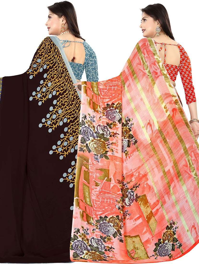 women pack of 2 casual wear combo sarees with blouse - 21477514 -  Standard Image - 1