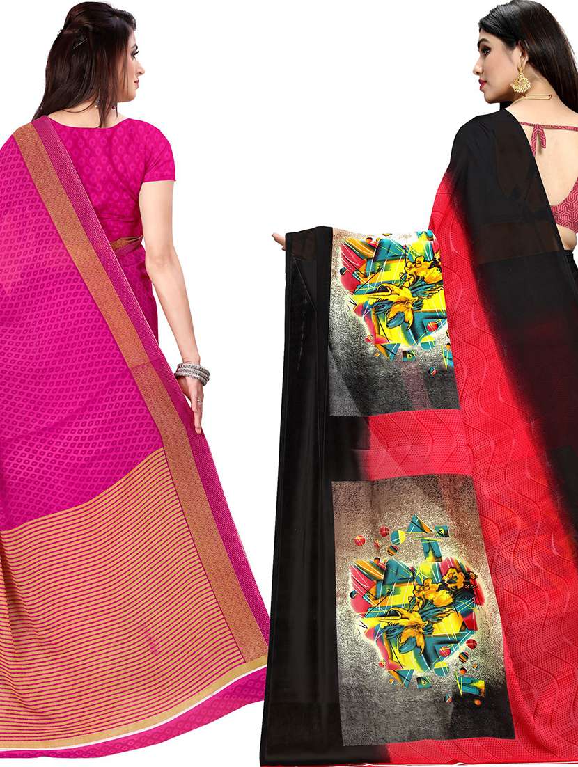 women pack of 2 casual wear combo sarees with blouse - 21477519 -  Standard Image - 1
