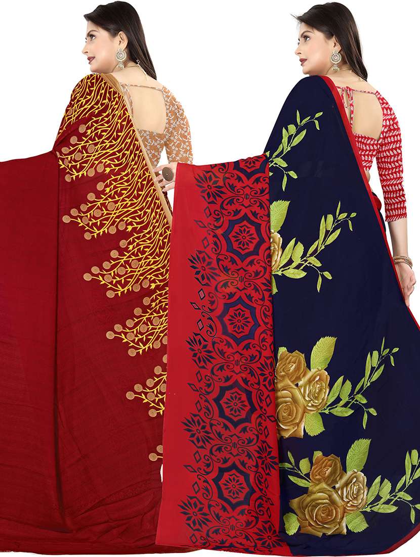 women pack of 2 casual wear combo sarees with blouse - 21477538 -  Standard Image - 1