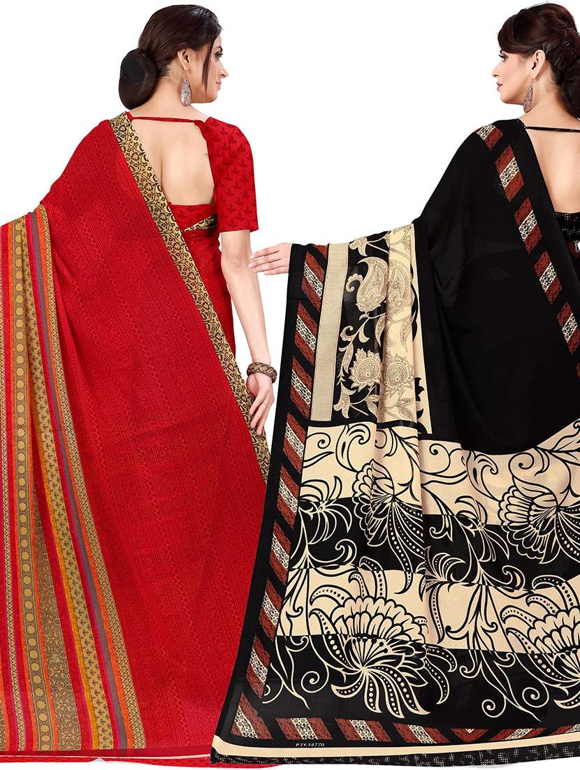 women pack of 2 printed casual wear saree with blouse - 21477589 -  Standard Image - 1