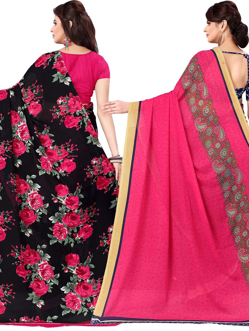 women pack of 2 printed casual wear saree with blouse - 21477590 -  Standard Image - 1