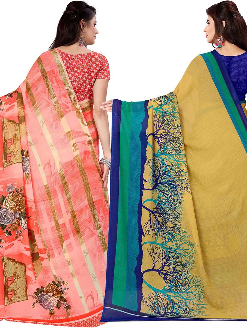 women pack of 2 printed casual wear saree with blouse - 21477593 -  Standard Image - 1