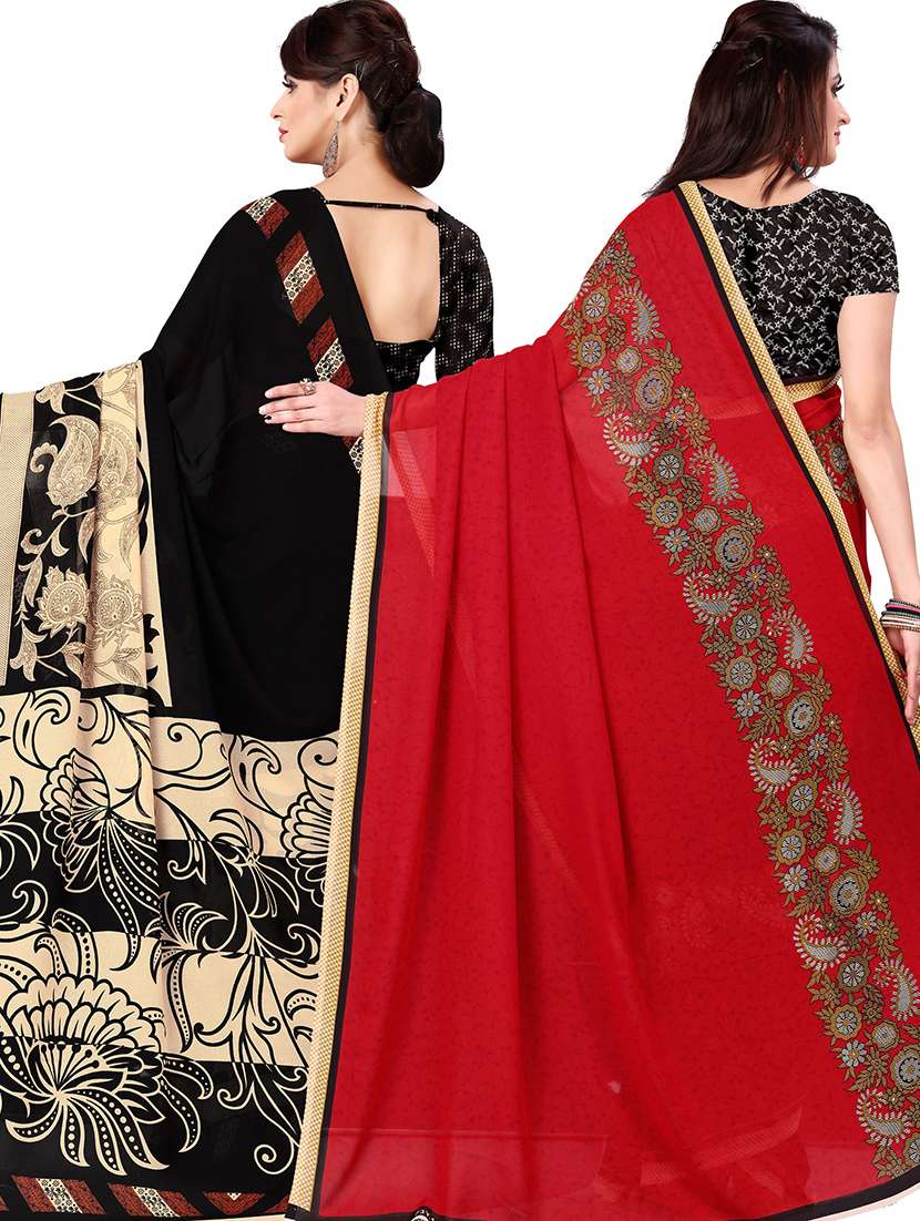 women pack of 2 printed casual wear saree with blouse - 21477594 -  Standard Image - 1