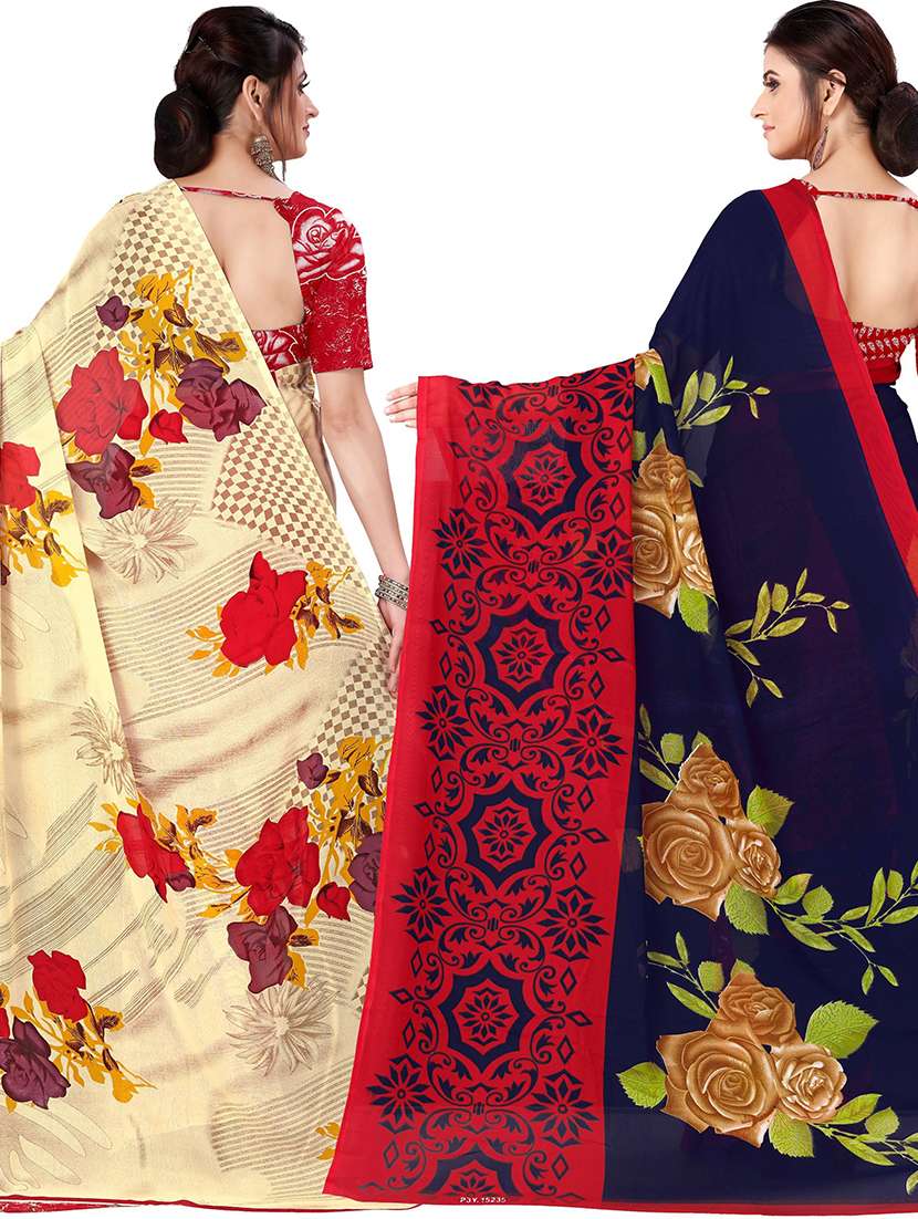 women pack of 2 casual wear combo sarees with blouse - 21477617 -  Standard Image - 1