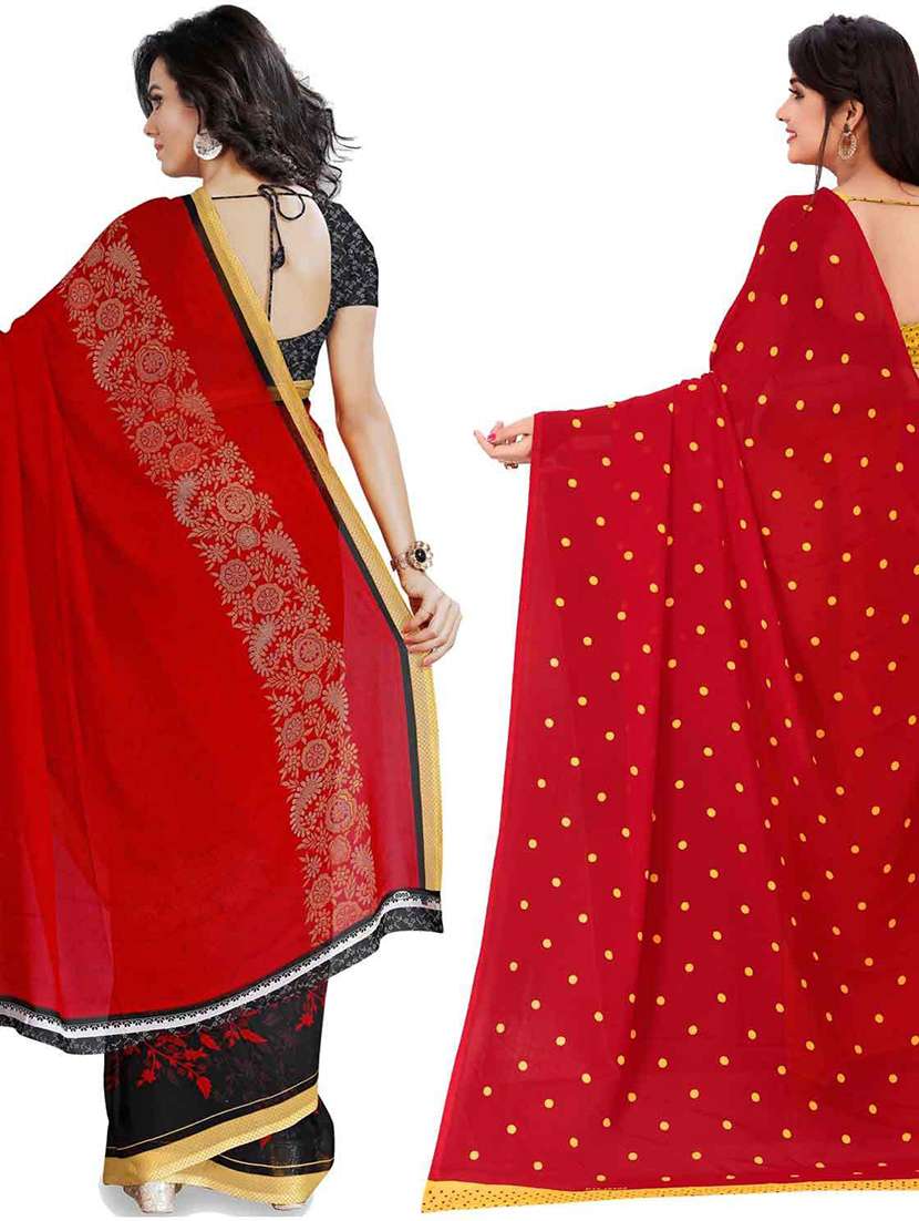 women pack of 2 casual wear combo sarees with blouse - 21477628 -  Standard Image - 1
