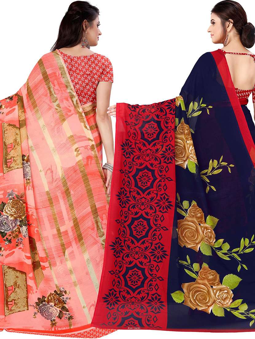 women pack of 2 casual wear combo sarees with blouse - 21477632 - Standard Image - 1