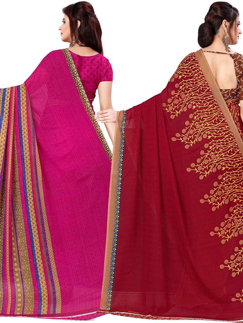 women pack of 2 casual wear combo sarees with blouse - 21477650 -  Standard Image - 1