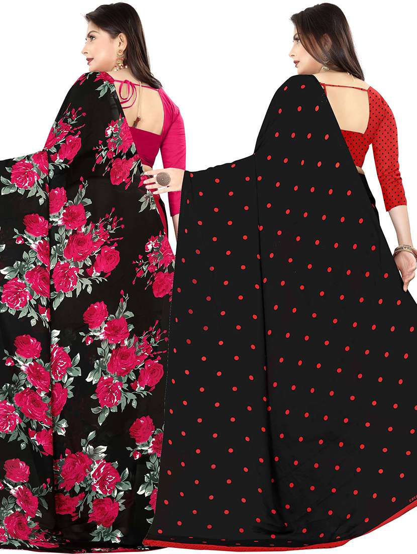 women pack of 2 casual wear combo sarees with blouse - 21477653 -  Standard Image - 1