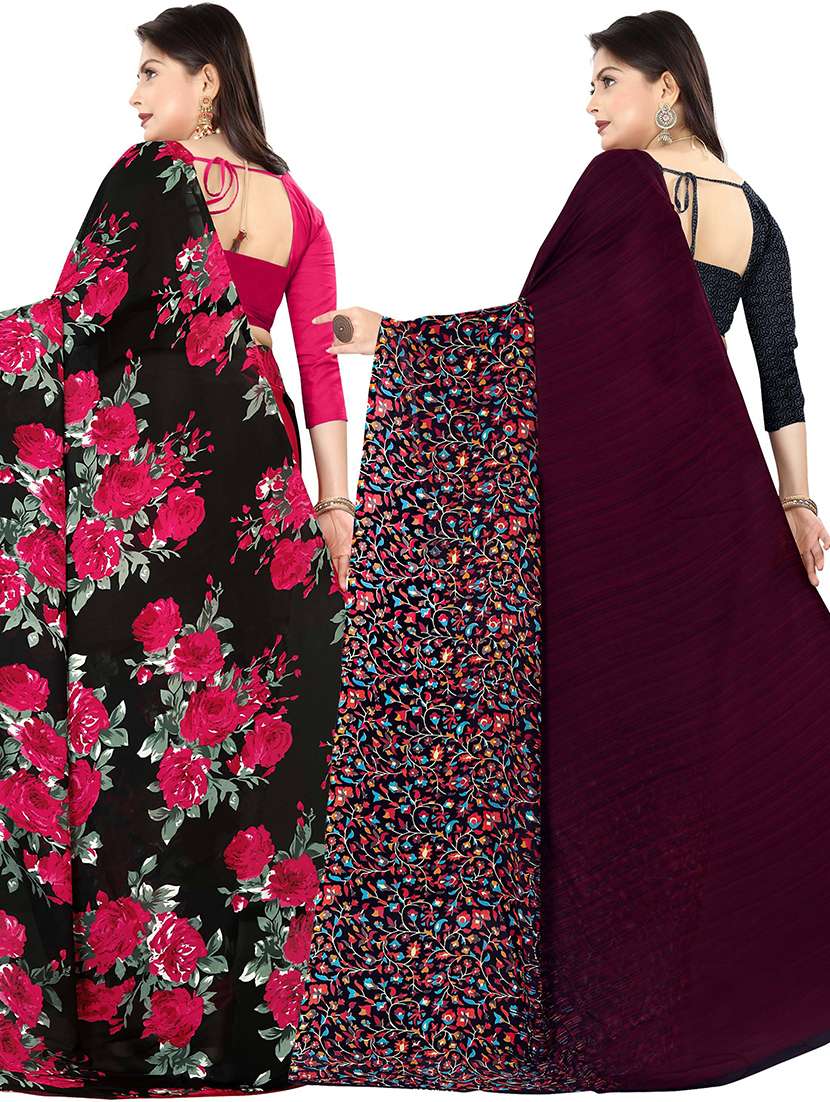 women pack of 2 casual wear combo sarees with blouse - 21477658 -  Standard Image - 1