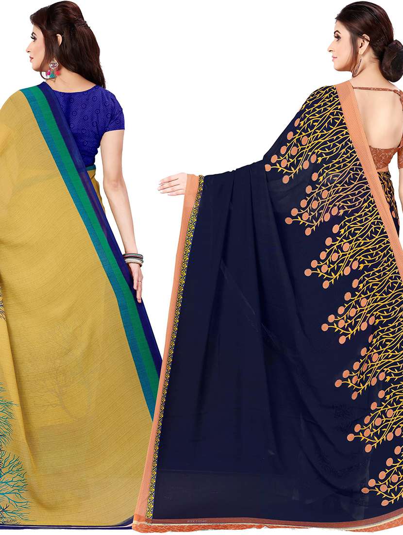 women pack of 2 casual wear combo sarees with blouse - 21477678 -  Standard Image - 1