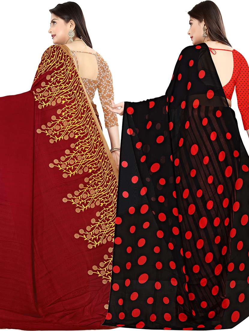 women pack of 2 casual wear combo sarees with blouse - 21477687 -  Standard Image - 1