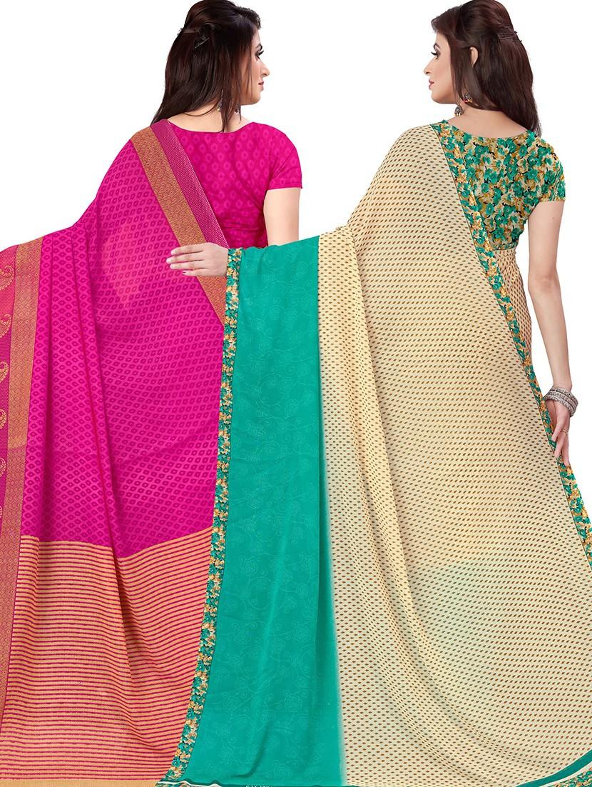 women pack of 2 casual wear combo sarees with blouse - 21477689 -  Standard Image - 1