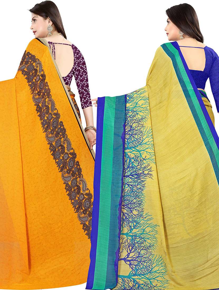 women pack of 2 casual wear combo sarees with blouse - 21477706 -  Standard Image - 1