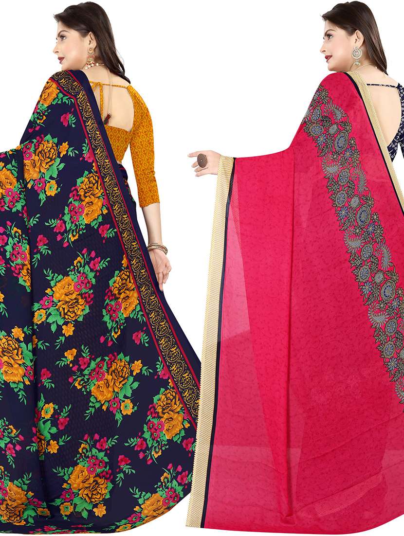 women pack of 2 casual wear combo sarees with blouse - 21477709 -  Standard Image - 1