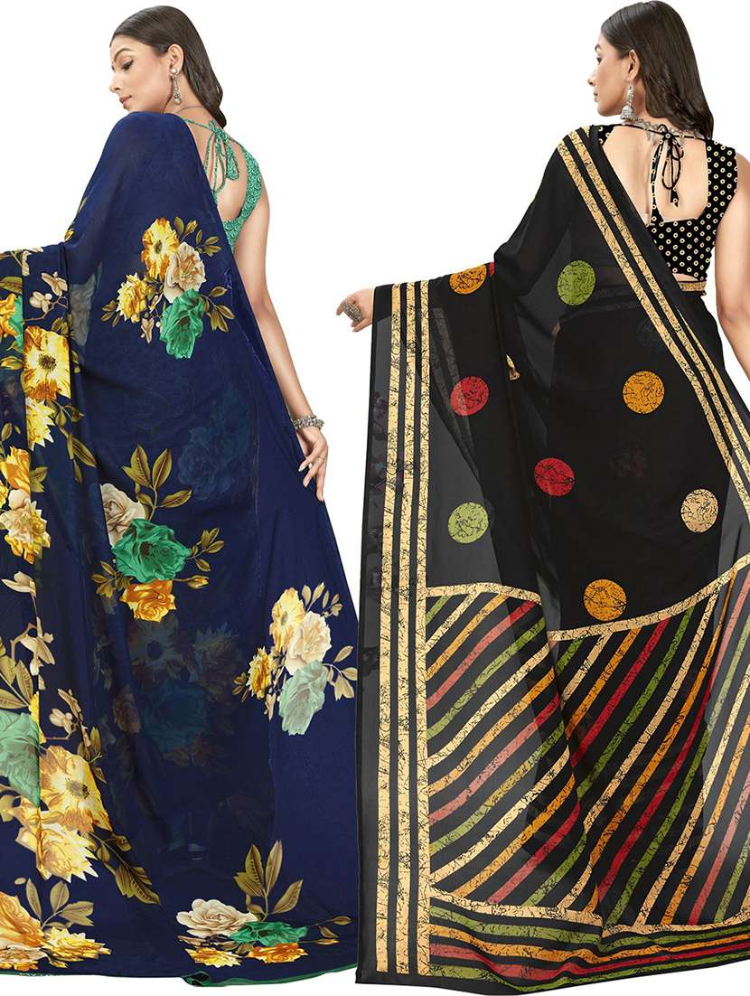 women pack of 2 casual wear combo sarees with blouse - 21477721 -  Standard Image - 1