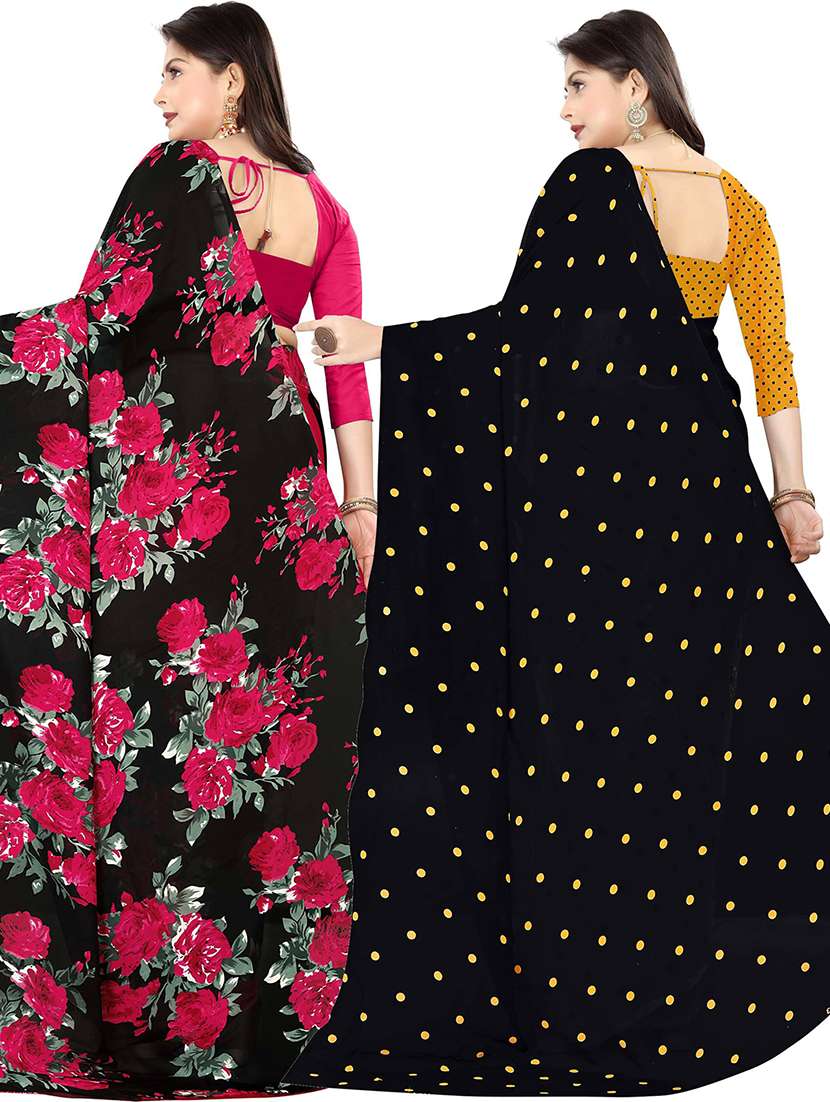 women pack of 2 casual wear sarees with blouse - 21477724 -  Standard Image - 1