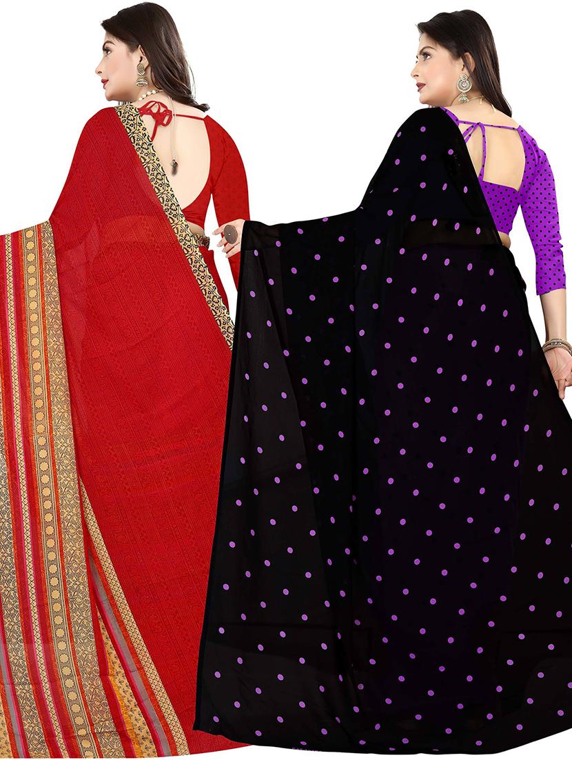 women pack of 2 casual wear sarees with blouse - 21477736 - Standard Image - 1