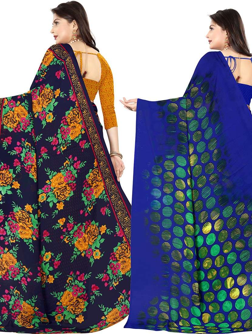 women pack of 2 casual wear combo sarees with blouse - 21477755 -  Standard Image - 1