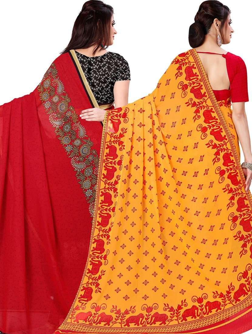 women pack of 2 casual wear combo sarees with blouse - 21477758 -  Standard Image - 1