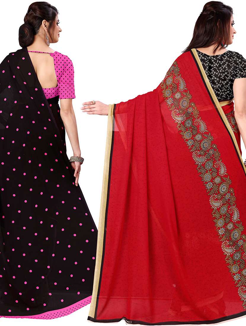 women pack of 2 casual wear combo sarees with blouse - 21477763 -  Standard Image - 1